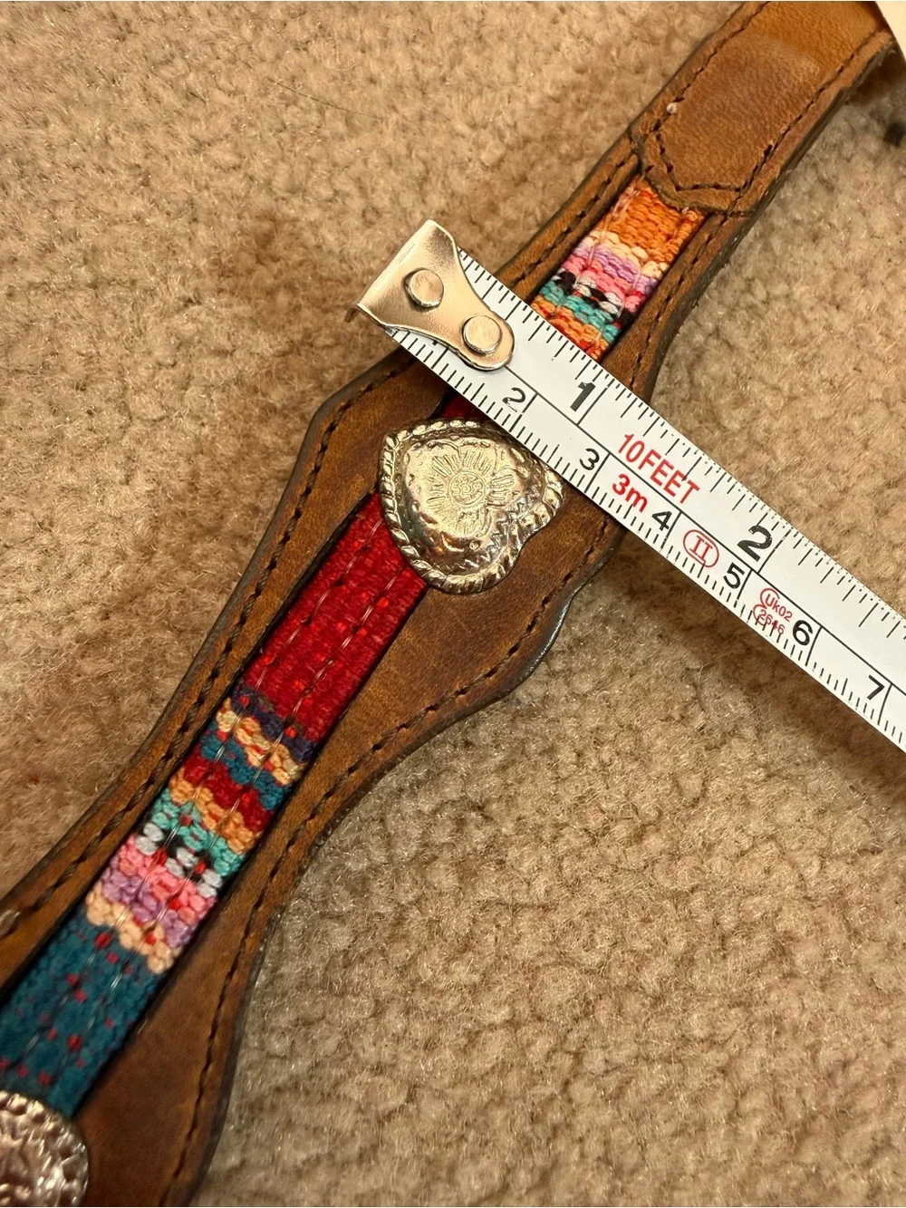 Vintage southwestern leather silver Heart Concho Skinny rodeo princess Belt 32 - Picture 10 of 17